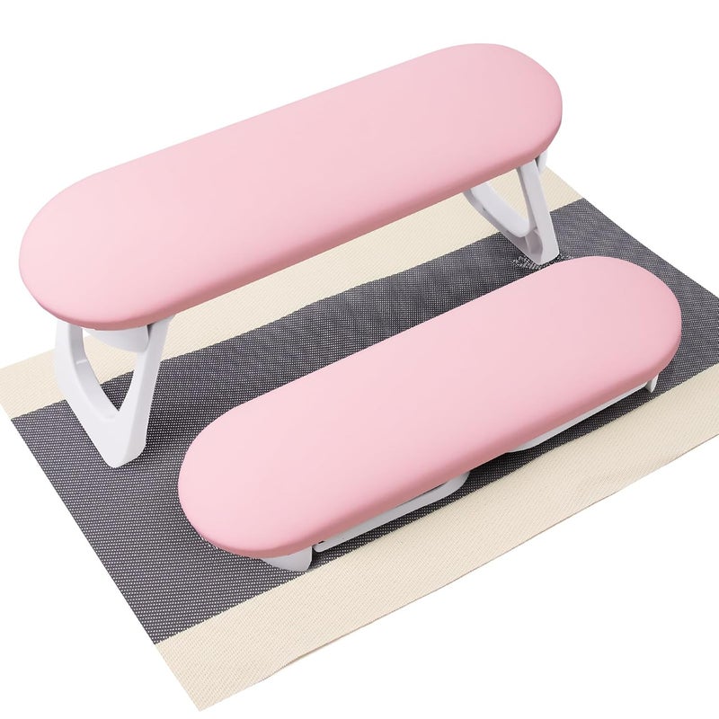 Subay Nail Arm Rest, Foldable PU Leather Manicure Hand Rest for Acrylic Nails Cushion Hand Holder, Nail Arm Rest Pillow Nail Art Tool for Nails Tech Manicure Pedicure Salon Home Use - Pink - Image 1